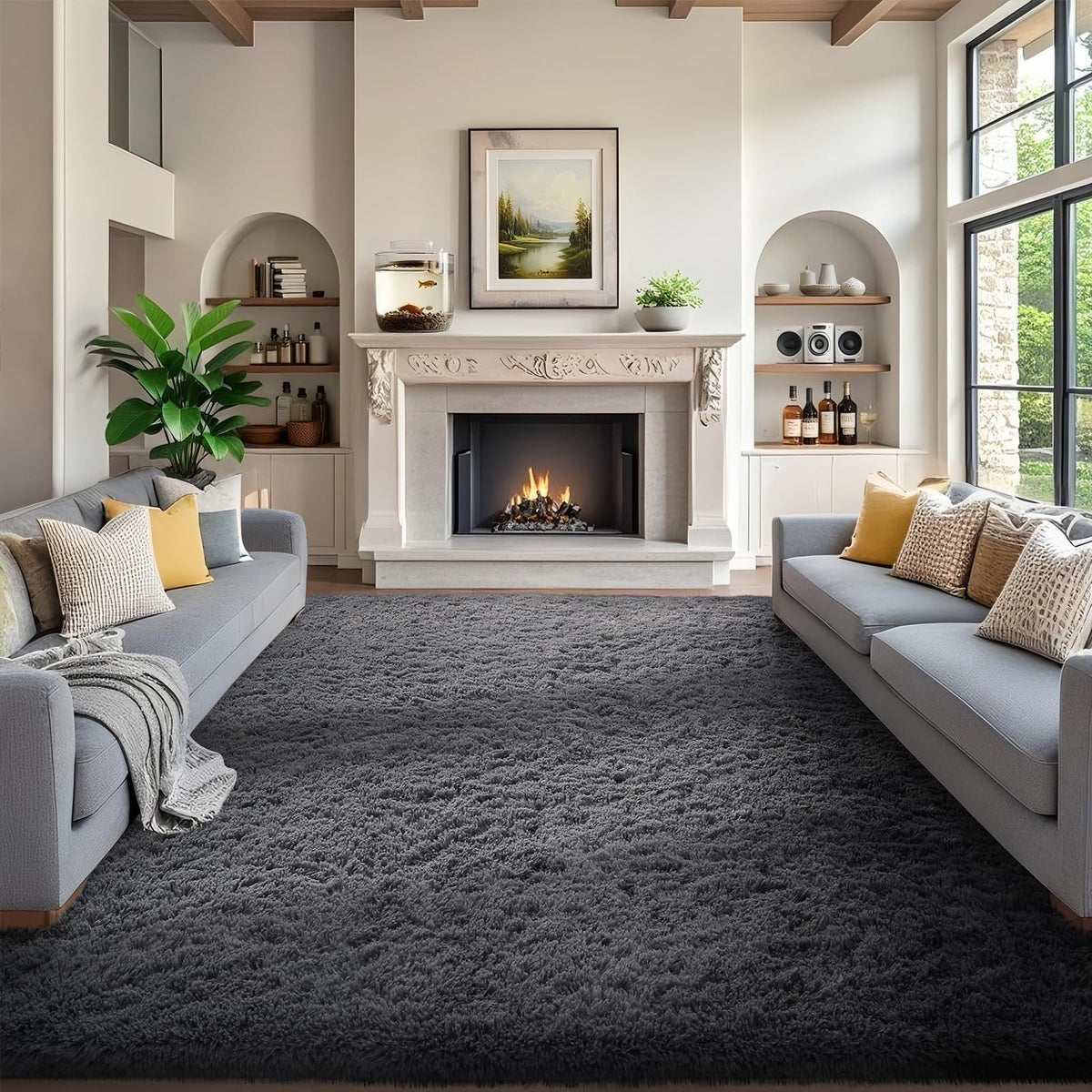 Ophanie 2x6 Washable Runner Rug for Hallway,Non-Slip Fluffy Soft Bedside Rugs, Bedroom Living Room Grey Shaggy Gray Carpet for Kids Girls Boys Dorm Nursery Home Decor Aesthetic