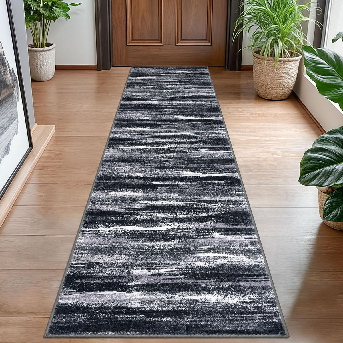 Lansny Abstract Washable 2x6 Runner Rug Non Slip Runners for Hallway