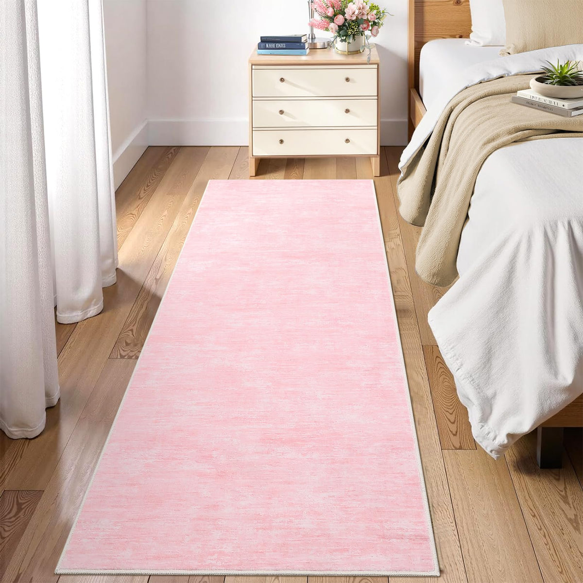RUGSREAL Small Area Rug 2x3 Entryway Mat with Rubber Backing Stain Resistant Throw Carpet Modern Solid Color Bath Mat Contempowary Washable Rug for Living Room Bedroom Dining Room Kitchen, Beige 2x3