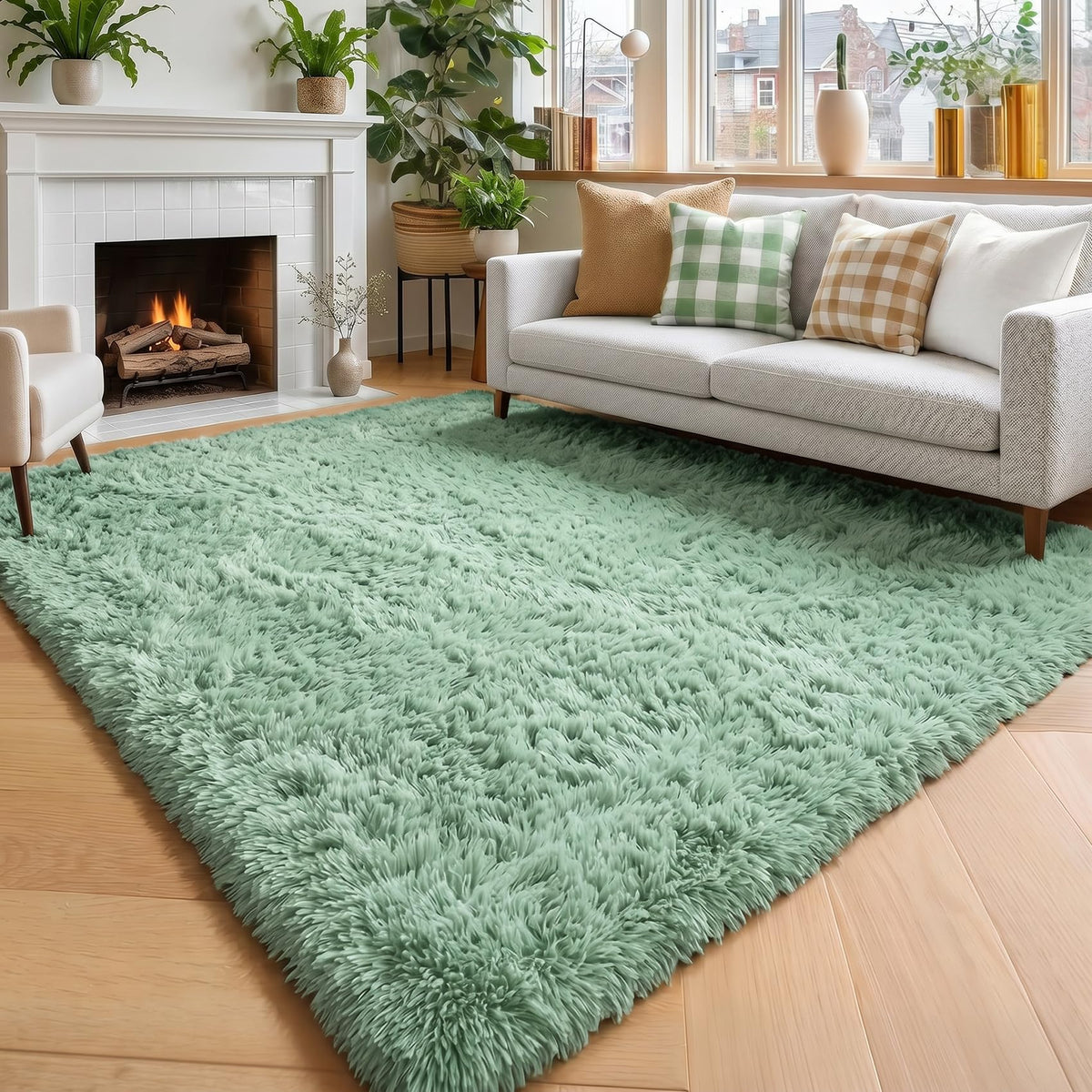 Amdrebio Burnt Orange Fall Shag Runner Area Rug 2x6 for Bedroom Living Room