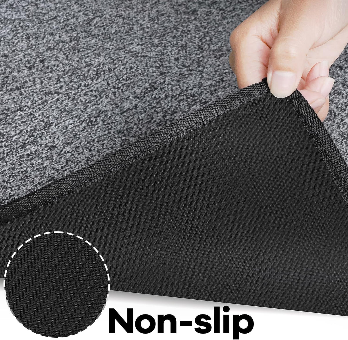 AREDO Runner Rug with Non Slip Rubber Backing 2*6 ft, Washable Soft Floor Carpet for Kitchen, Hallway, Entryway Indoor, Bedroom, Laundry, Low Pile Area Rugs, Solid color with Pointillism style, BLACK