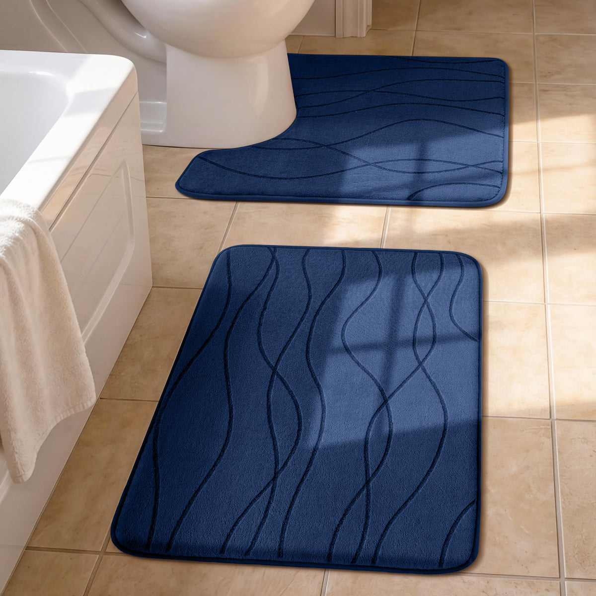 YIHOUSE Bathroom Rugs Set 5 Piece, Memory Foam Bath Mat Dark Grey