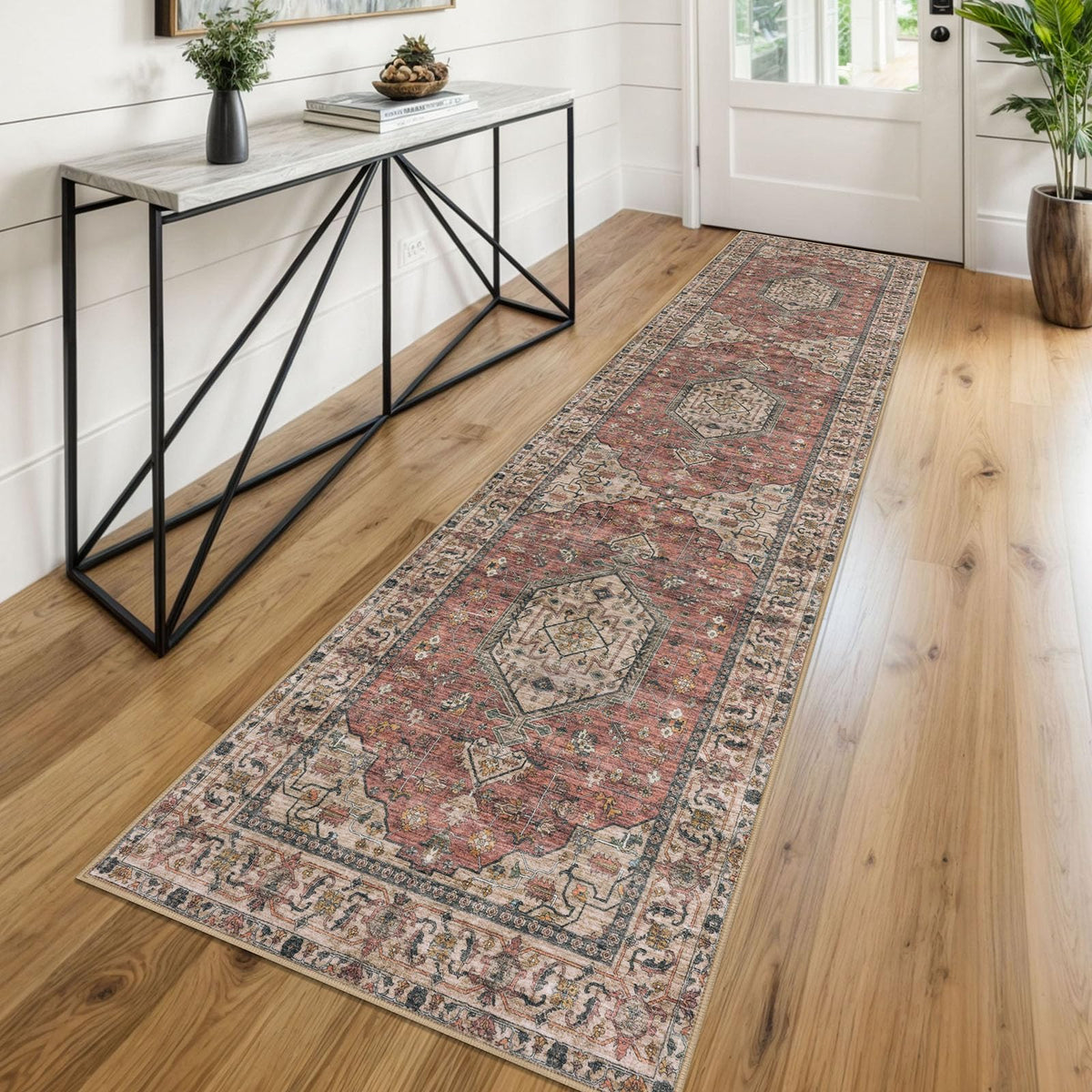 KUTA Entryway Rugs Indoor Washable Small Area Rug 2x3 Blue Entrance Carpet