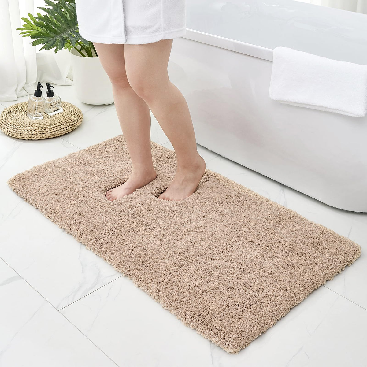 Microfiber Bathroom Rugs 24x17 Absorbent Soft Non Slip, Blue