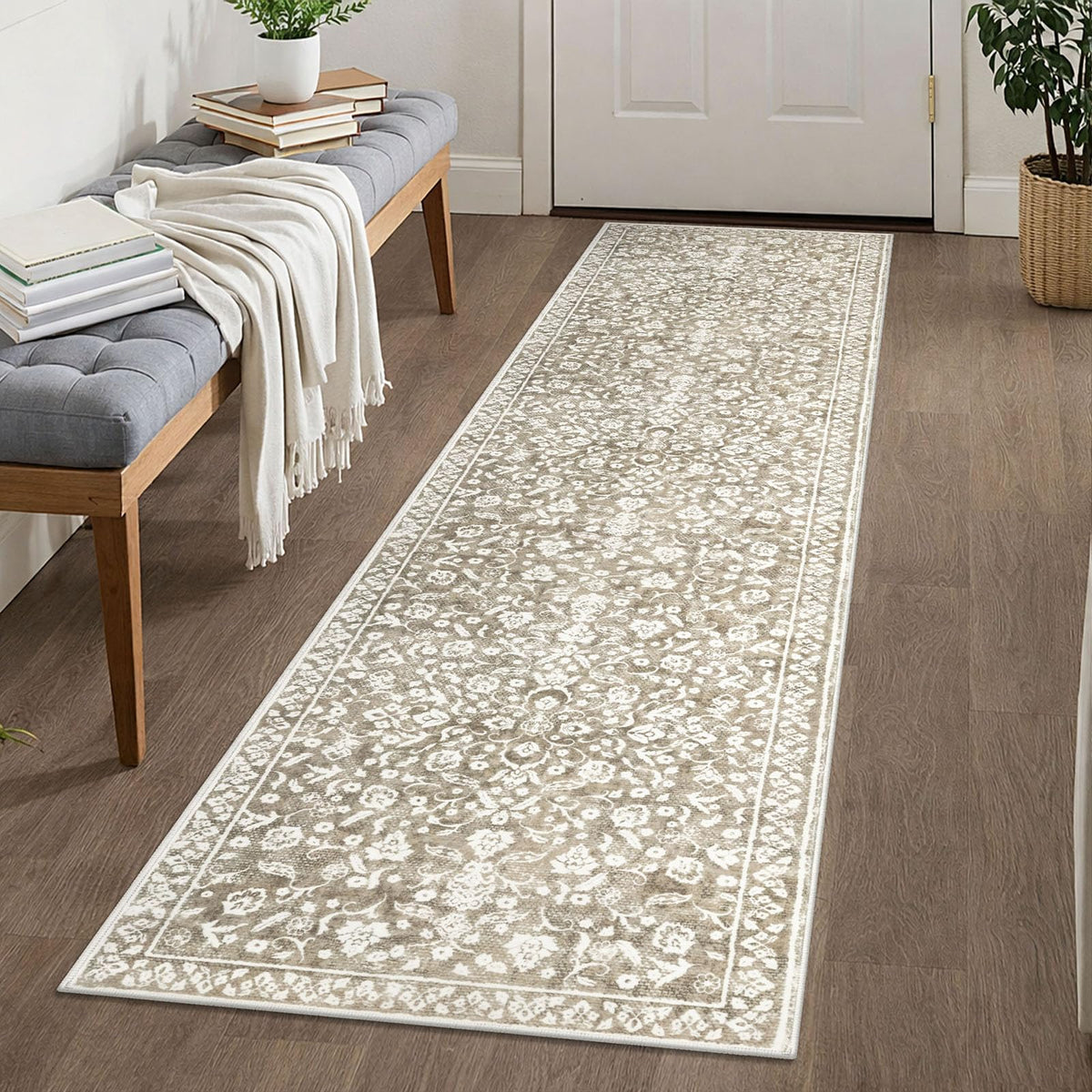 Vintage Washable Entryway Rug 2x3 Small Area Rug Non Slip Door Mat
