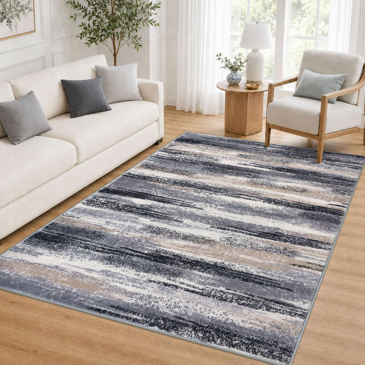 Lansny Abstract Washable 2x6 Runner Rug Non Slip Runners for Hallway