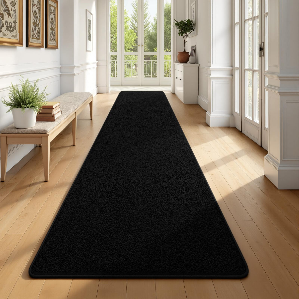 Modern Hallway Runner Rug, 2x6 Black Washable Non Slip Runner Rug