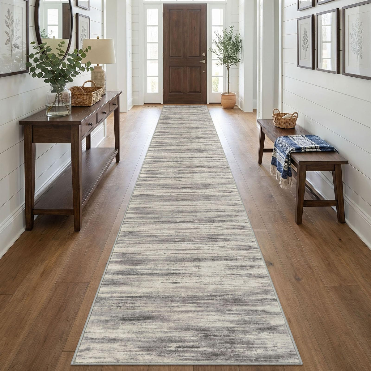 KOZYFLY Abstract Entryway Rug 2x3 Washable Door Mat Indoor Blue Beige