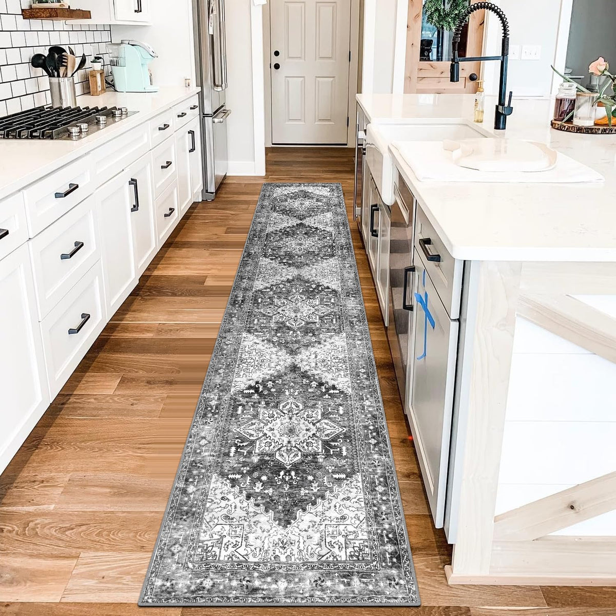 Yamaziot Washable Runner Rug, 2x8 Non-Slip Boho Vintage Hallway Kitchen Rug