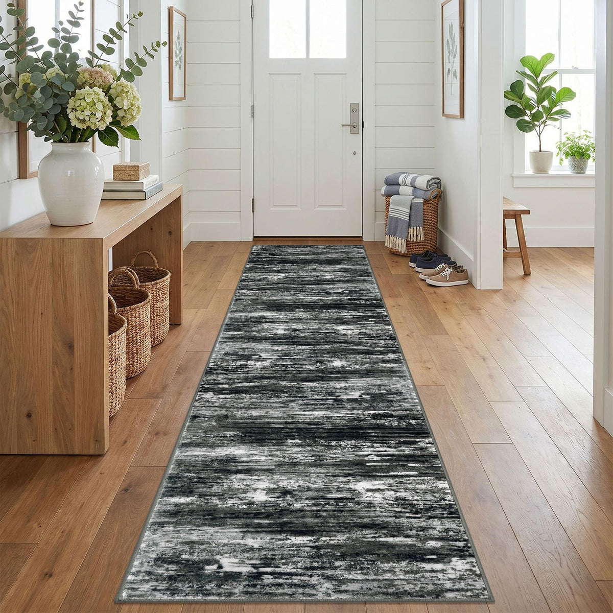 KOZYFLY Abstract Entryway Rug 2x3 Washable Door Mat Indoor Blue Beige