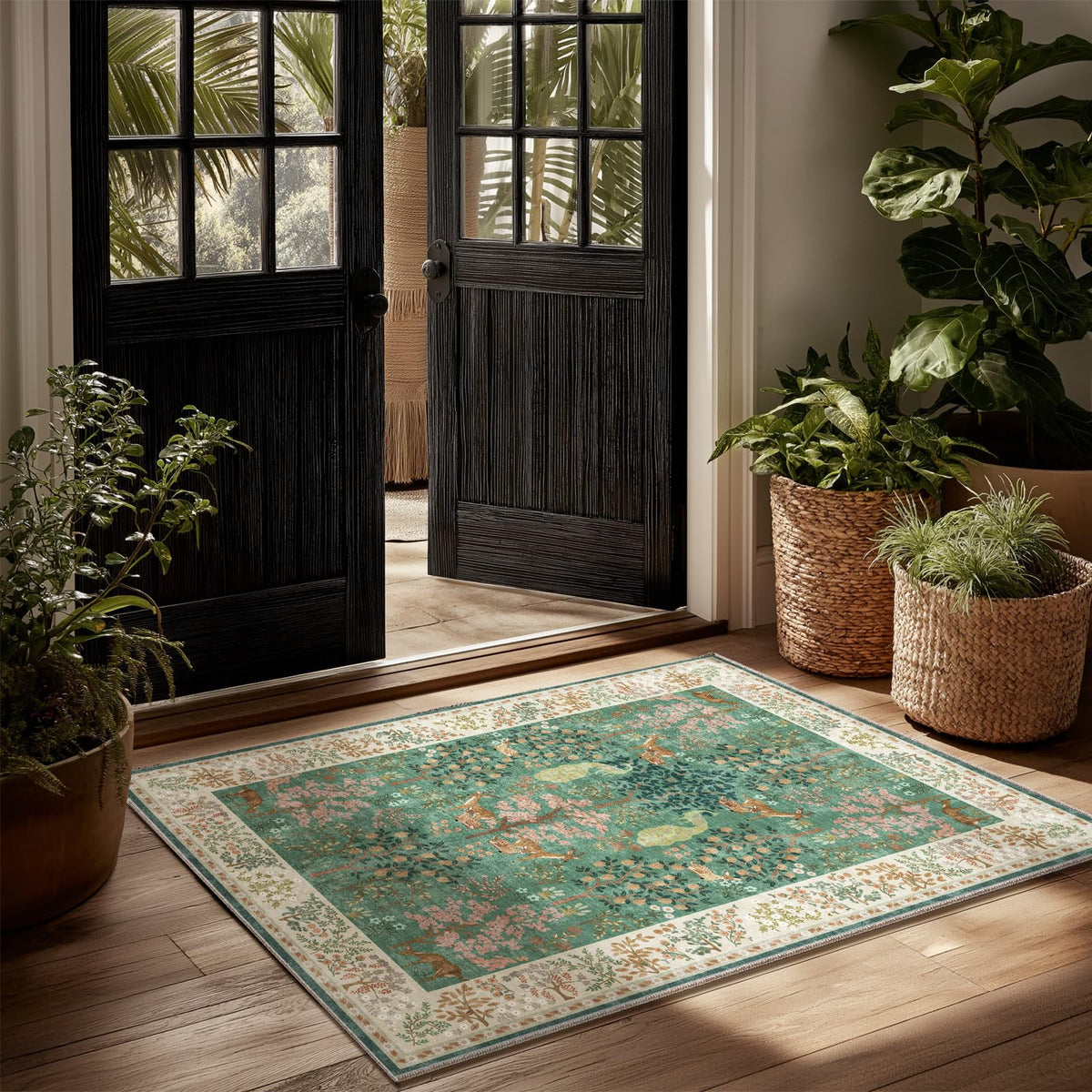 Machine Washable Small Rugs for Entryway: Door Mat Indoor Entrance 2x3 Throw Rug Non-Slip Low Pile Soft Kitchen Rugs for Front Door Indoor Entrance Entry Bedside Kids Room