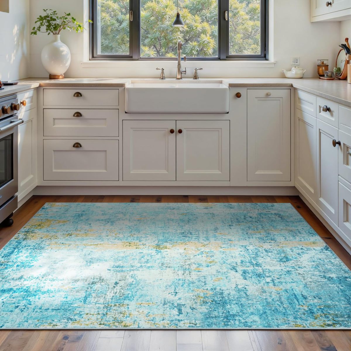 Ompaa 2x6 Rug Runners for Hallways Kitchen Runner Rug Non Slip Washable Grey Long Runner Rugs with Rubber Backing Soft Abstract Carpet Runner for Hallways, Kitchen, Bedroom, Bathroom, Entryway