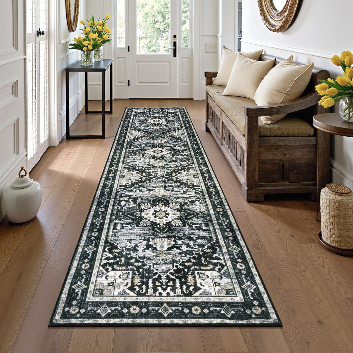 Yamaziot Washable Runner Rug, 2x8 Non-Slip Boho Vintage Hallway Kitchen Rug