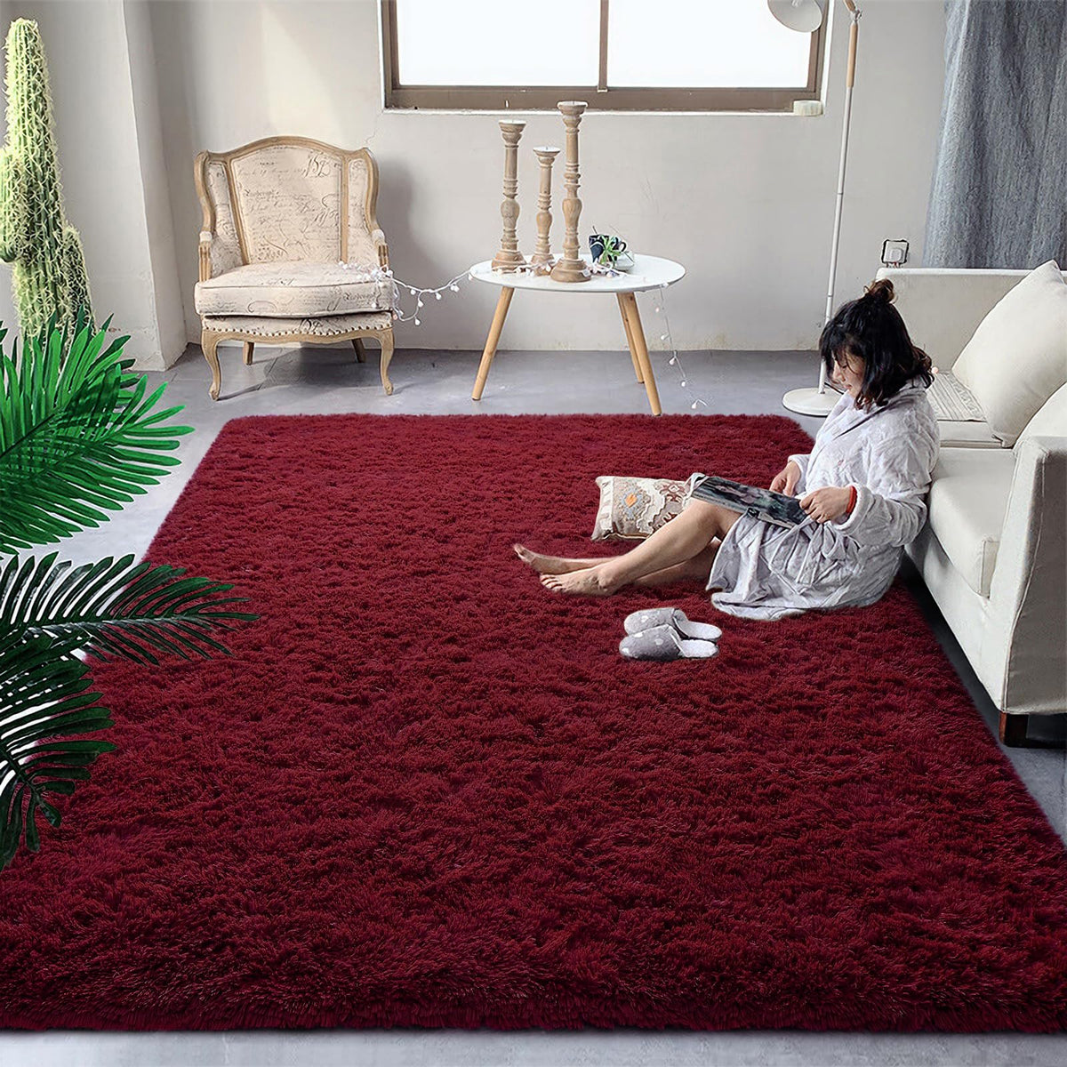DweIke Fluffy Sage Green Runner Rugs for Bedroom, 2x6 Feet Soft Plush Long Runners for Girls Boys Kids, Non-Slip and Machine Washable Bedside Rug, Small Throw Carpet for Hallway Rooms Decor