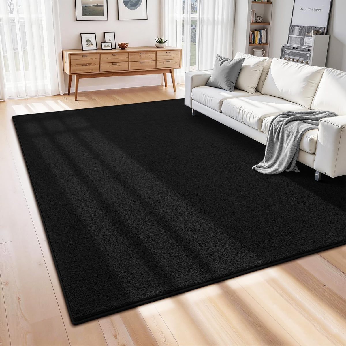 ISEAU 2x6 Soft Runner Rug for Hallway, Washable and Non-Slip, Black