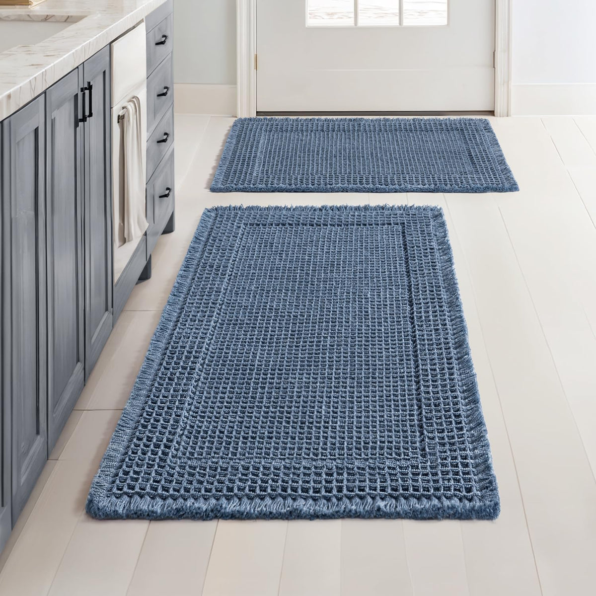 MIULEE Set of 2 Waffle Bathroom Rugs Boho Bath Mat Brown 18x30 Inch