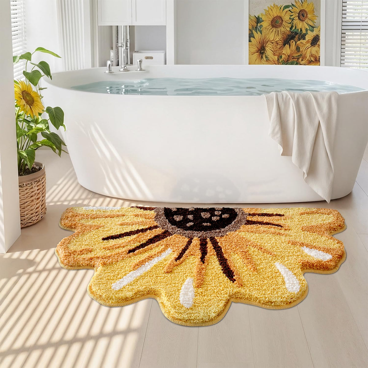 LUMI Bathroom Rug Green Leaf, Absorbent Non Slip Bath Mat, 23.5"x31.5"