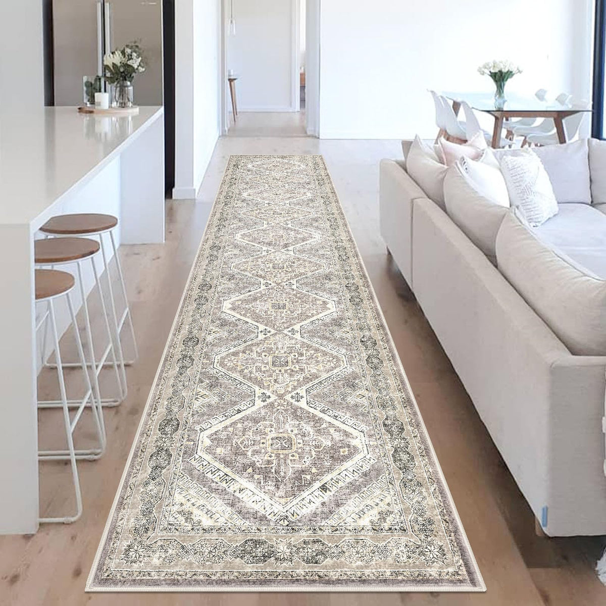 KUTA Entryway Rugs Indoor Washable Small Area Rug 2x3 Blue Entrance Carpet