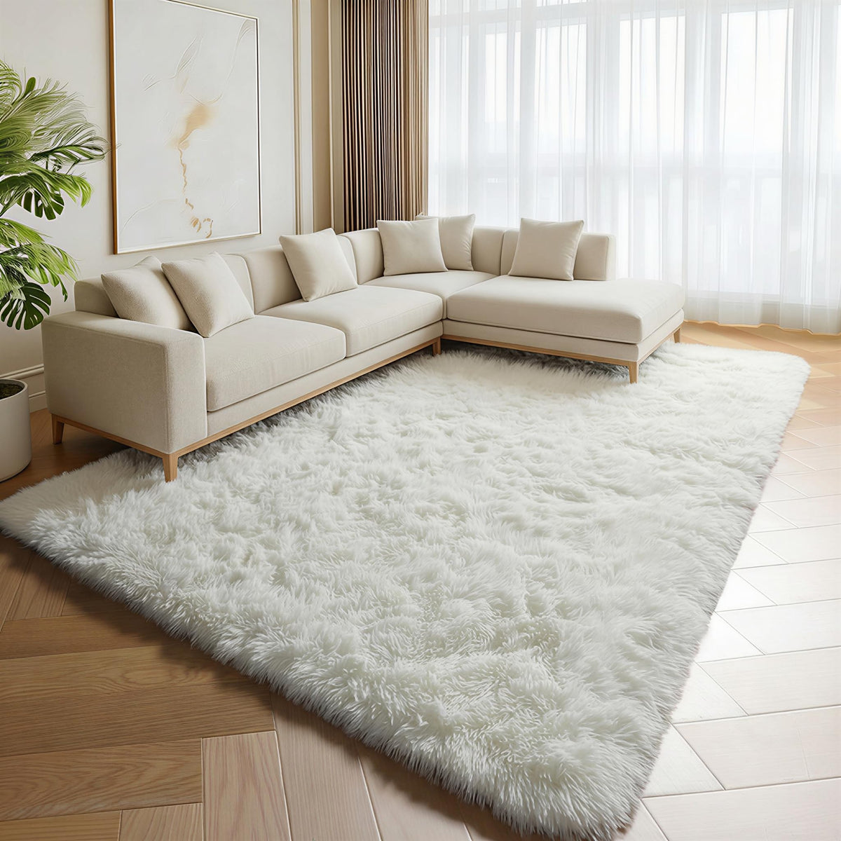 White Runner Rugs for Bedroom Living Room, Fluffy 2x6 Bedside Soft Area Rug
