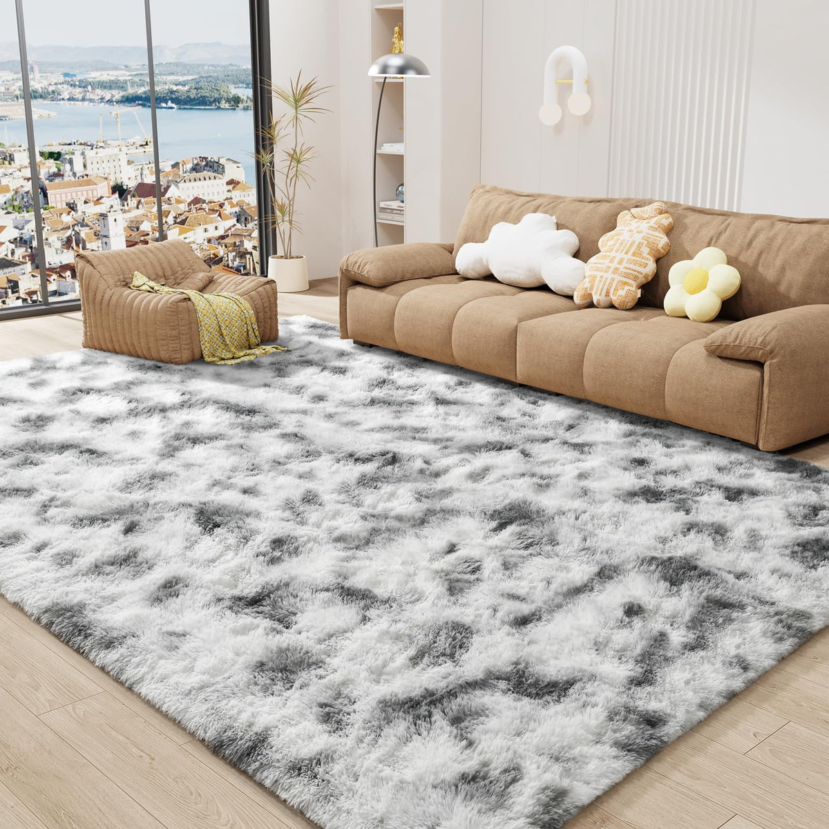 LOCHAS 2x3 Area Rugs Fluffy Living Room Carpets for Kids Bedroom, Brown