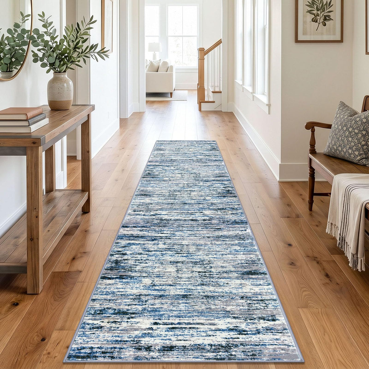 Lansny Abstract Washable 2x6 Runner Rug Non Slip Runners for Hallway