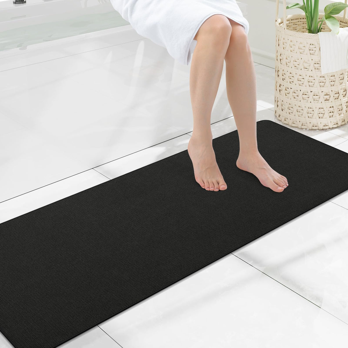 Smiry Ultra Thin Bath Mat 30X20, Non Slip Rubber Washable Bathroom Rugs
