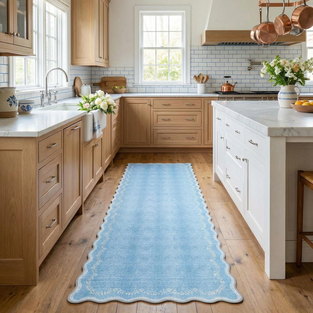 GarveeHome 3x5 Scalloped Washable Area Rug Non Slip Bedroom Entryway Rug