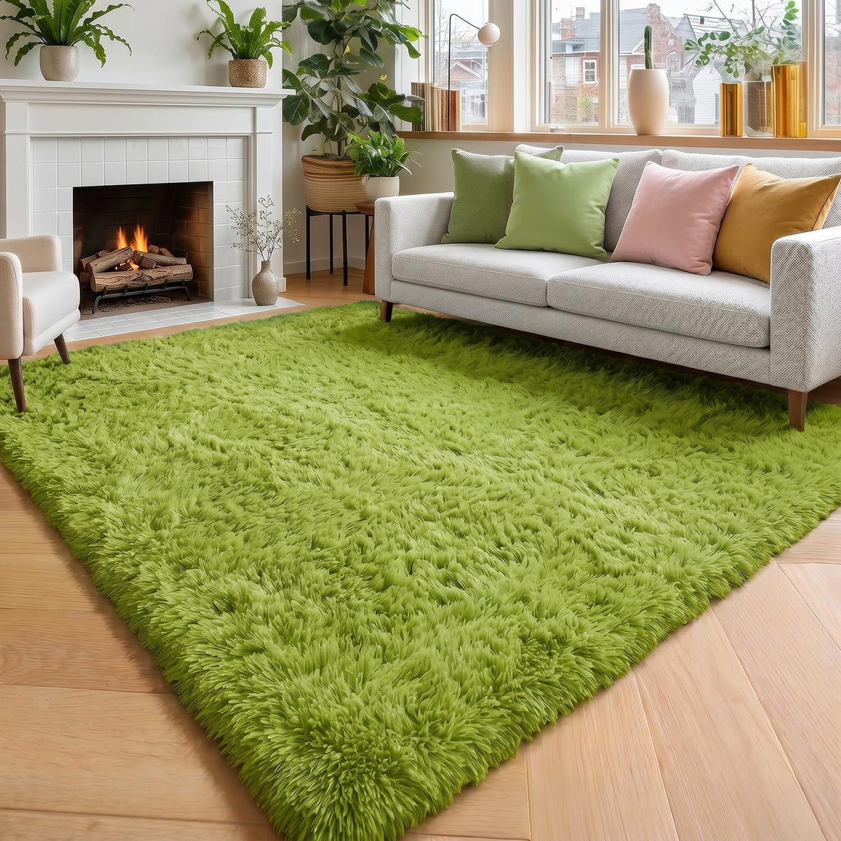Amdrebio Burnt Orange Fall Shag Runner Area Rug 2x6 for Bedroom Living Room