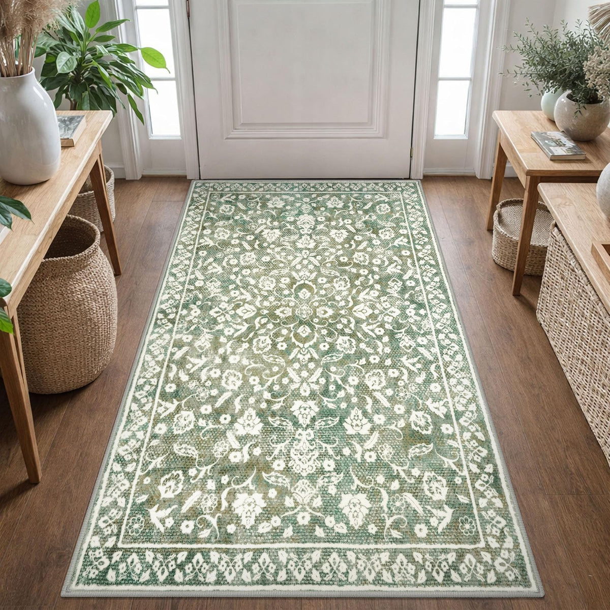 Vintage Washable Entryway Rug 2x3 Small Area Rug Non Slip Door Mat