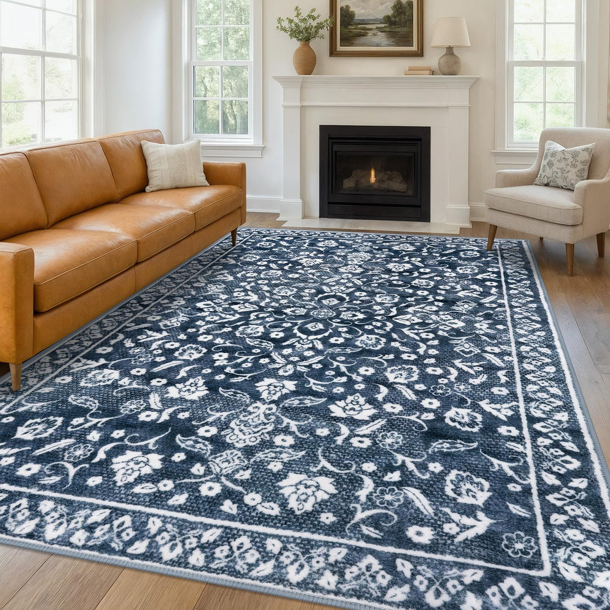 Vintage Washable Entryway Rug 2x3 Small Area Rug Non Slip Door Mat