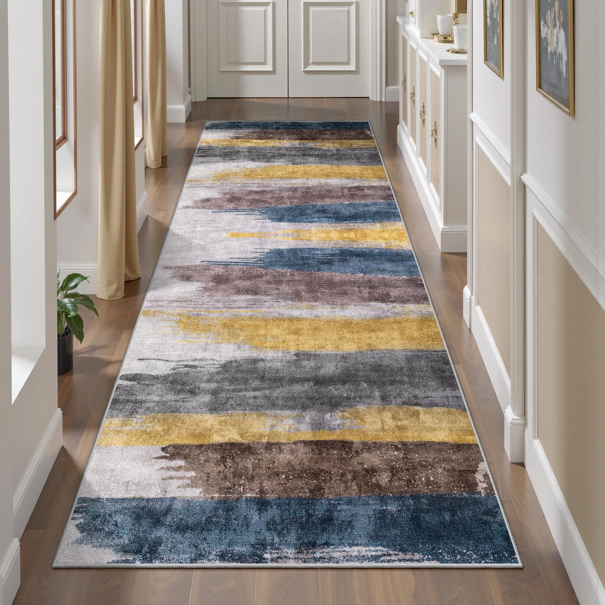 Ciicool Washable Area Rug 2x3 Entryway Rug, Modern Abstract Entry Mat Navy