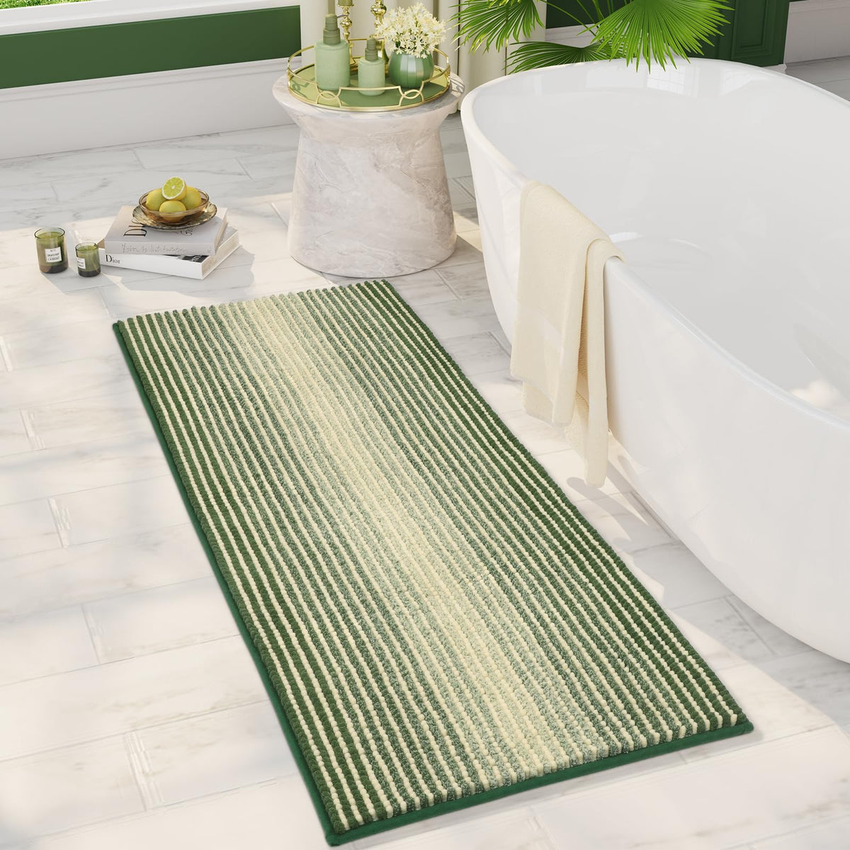 BSICPRO Bathroom Rugs Sets 2 Piece, Non Slip Boho Bath Mats, Beige