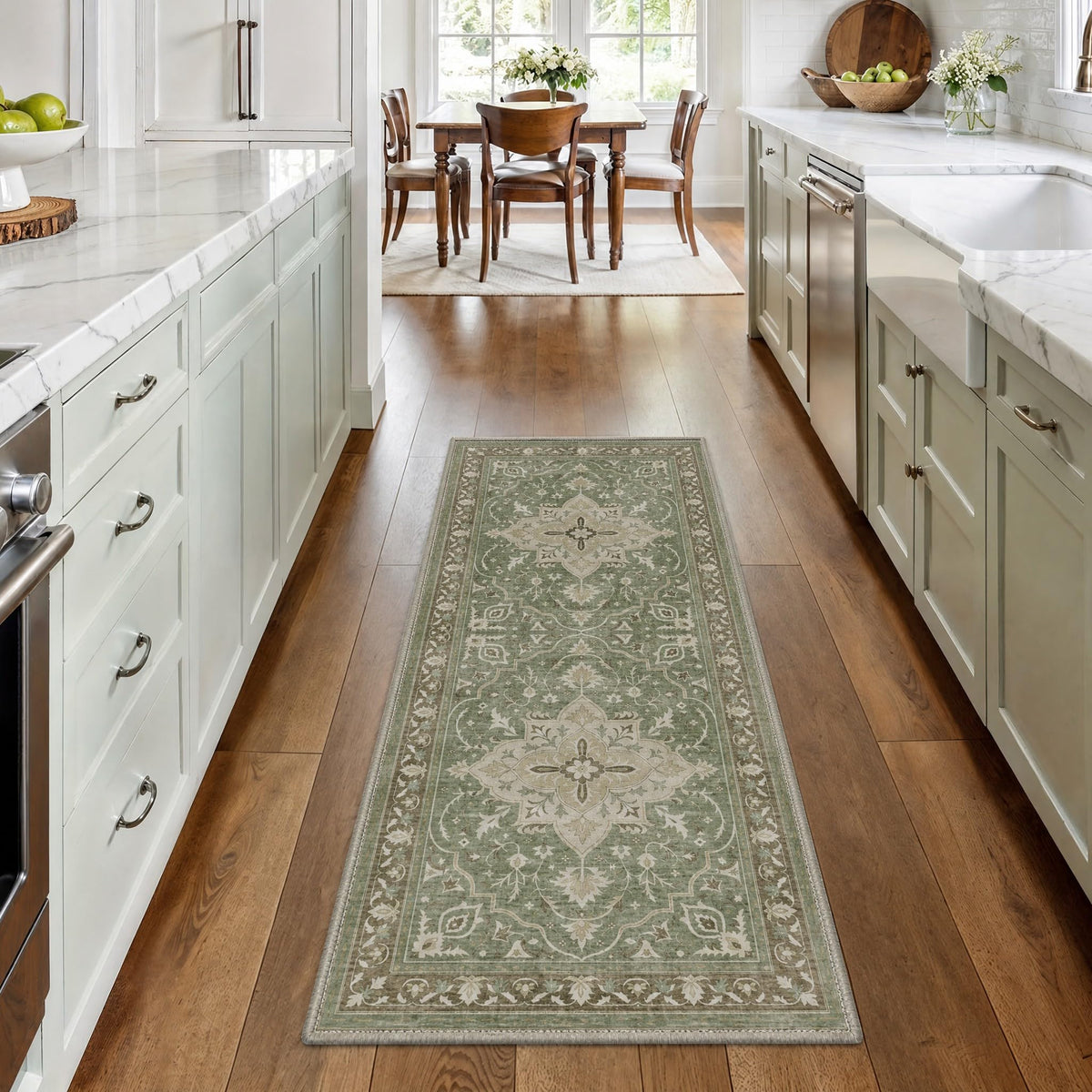GENIMO 2x5 Washable Runner Rug Non Slip for Hallway, Light Taupe Brown
