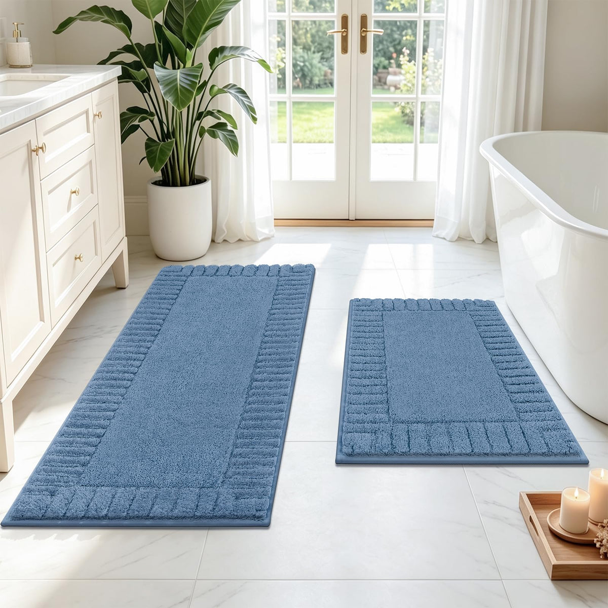 Pauwer Bathroom Rugs Sets 3 Piece, Microfiber Bath Mat Set, Dark Grey