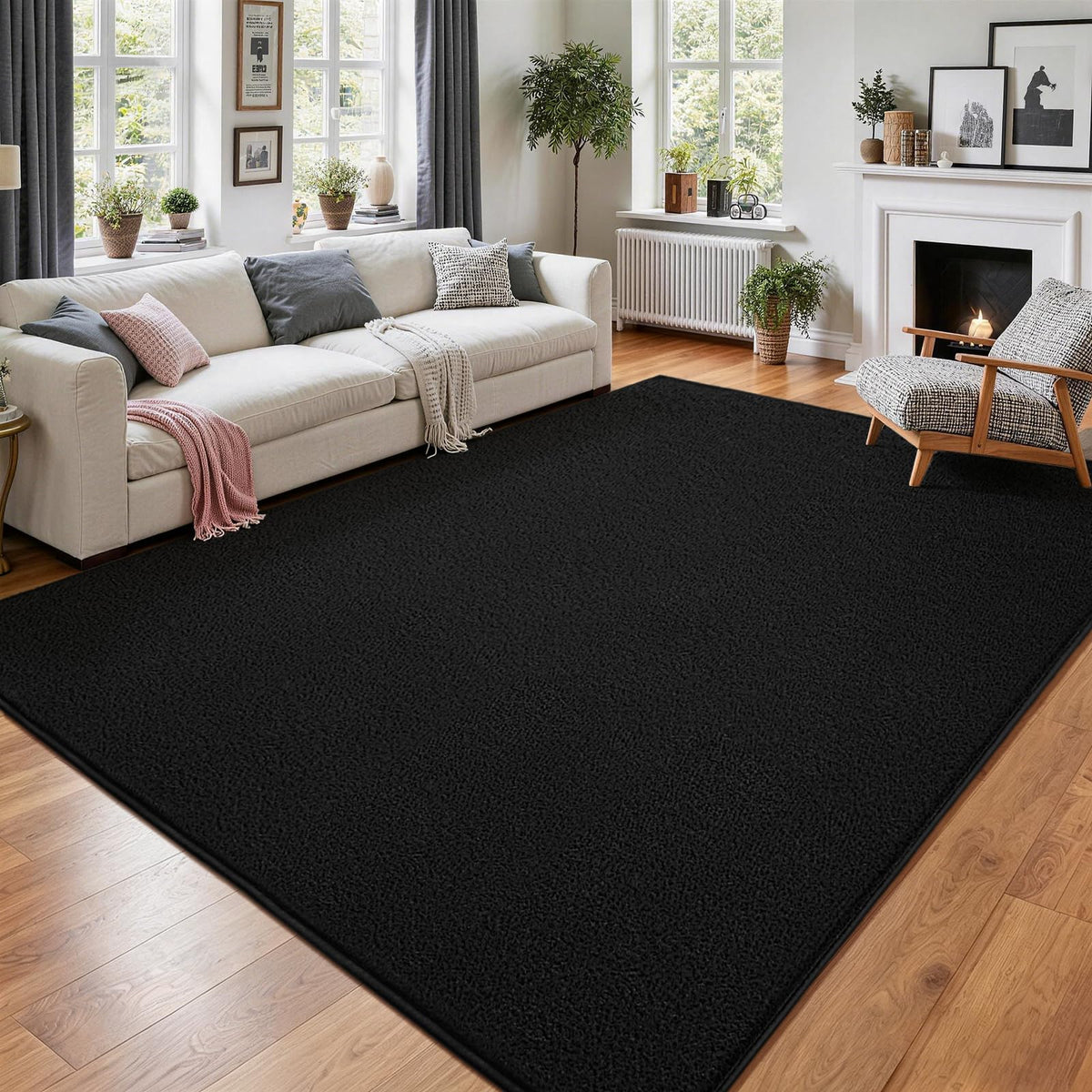 Vasofe Black Hallway Runner Rug, 2x6 Non Slip Runners, Washable Bedroom Rug