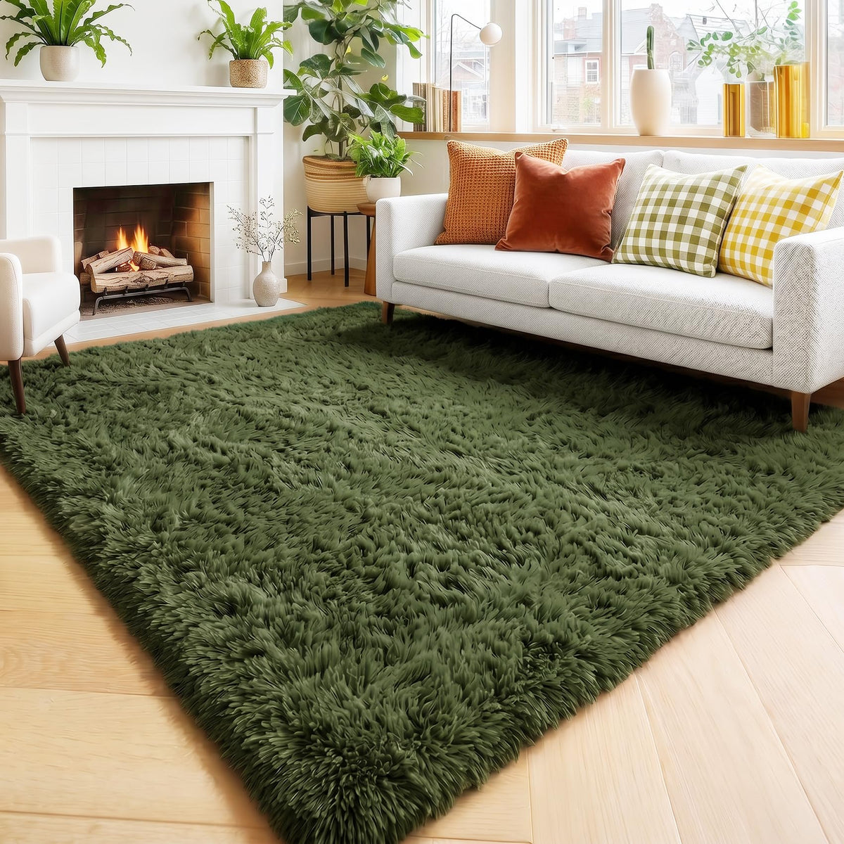 Amdrebio Burnt Orange Fall Shag Runner Area Rug 2x6 for Bedroom Living Room