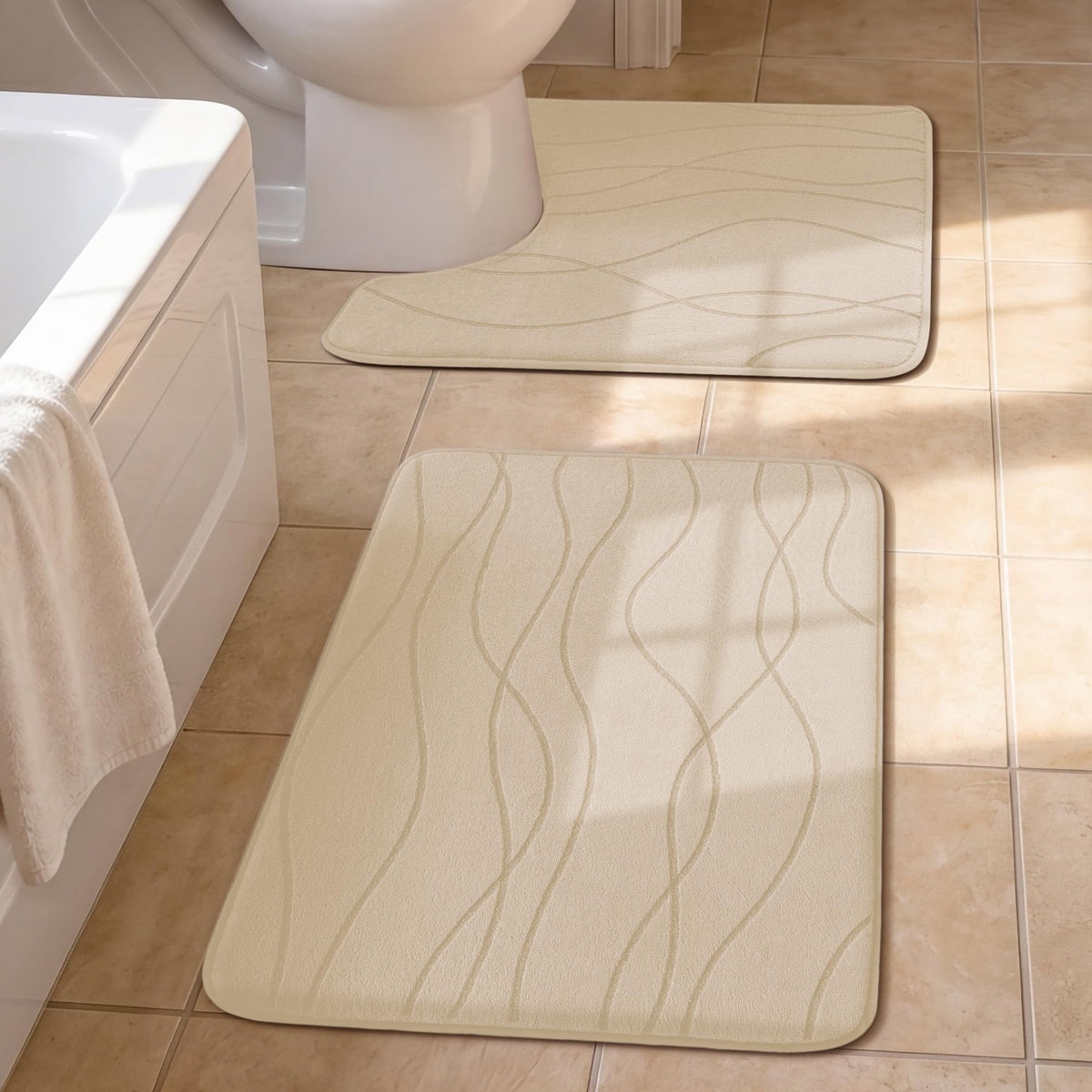 YIHOUSE Bathroom Rugs Set 5 Piece, Memory Foam Bath Mat Dark Grey