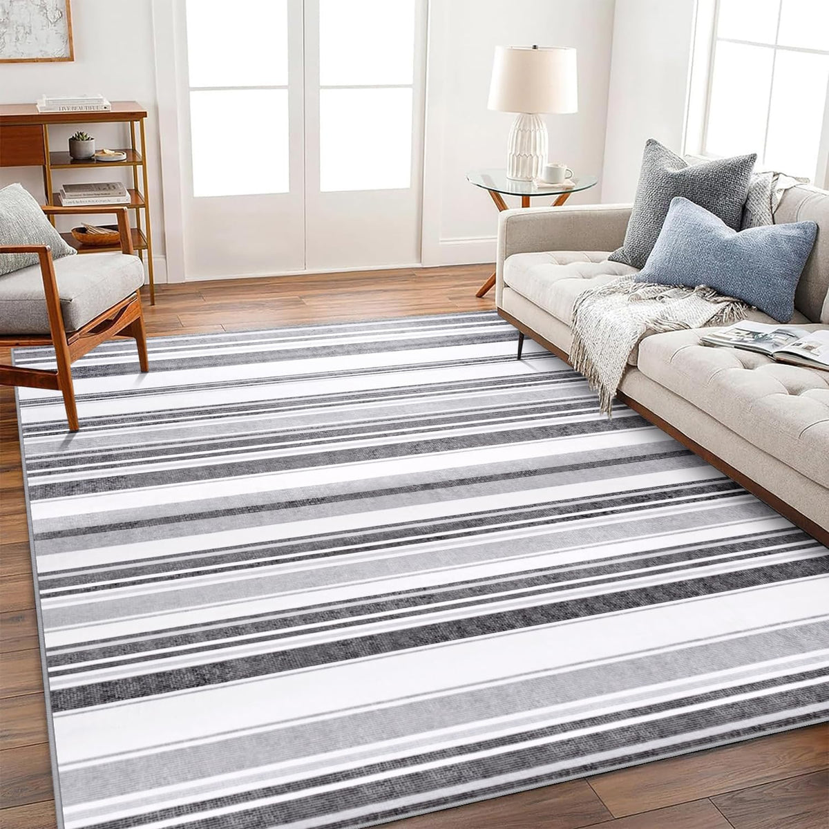 Ompaa 2x6 Rug Runners for Hallways Kitchen Runner Rug Non Slip Washable Grey Long Runner Rugs with Rubber Backing Soft Abstract Carpet Runner for Hallways, Kitchen, Bedroom, Bathroom, Entryway