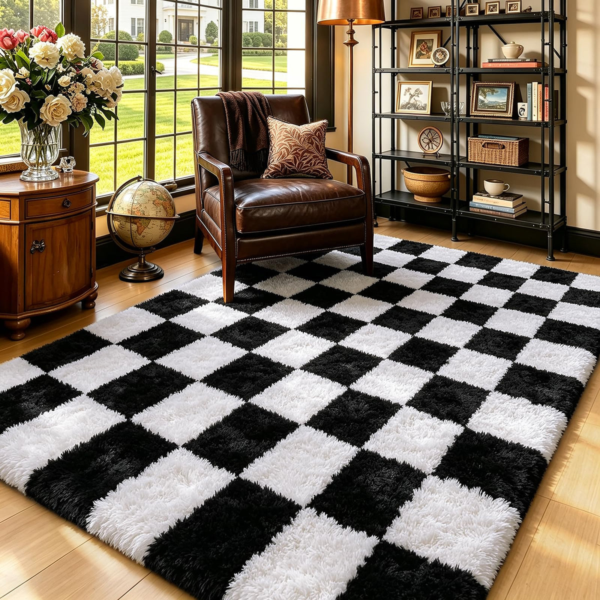 Beige 2x4 Area Rugs for Bedroom, Fluffy Shag Rug Small Rug Bedside Carpet