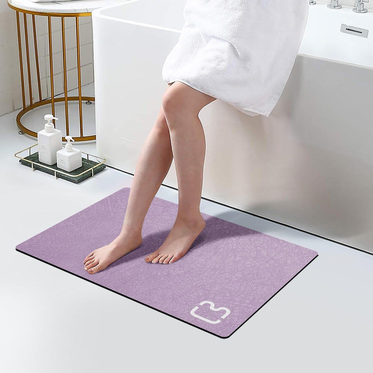 Diatomaceous Earth Bath Mat Stone Bath Mats for Bathroom,15.7"x23.6",Grey