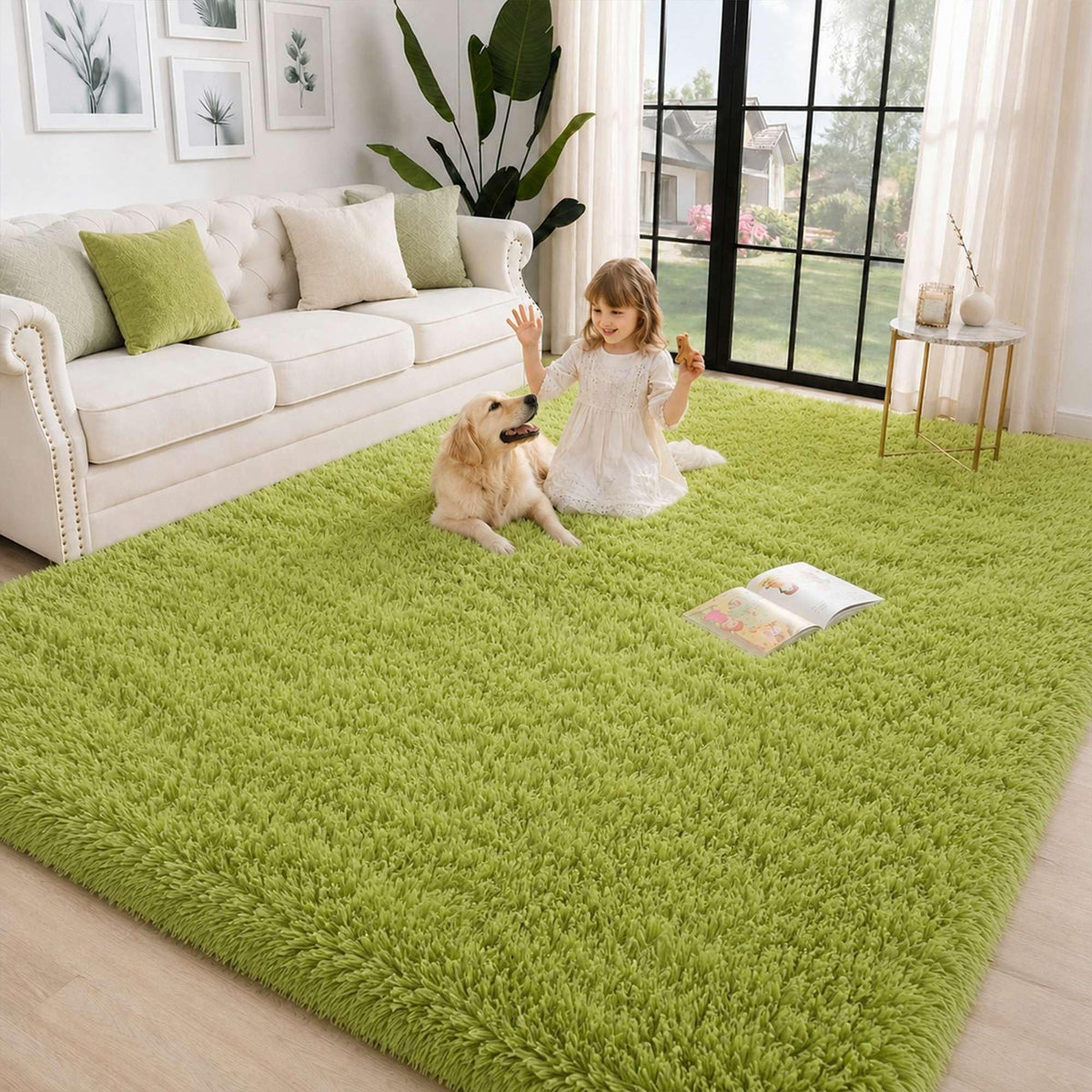 Baby Pink Fluffy Area Rug, Soft Washable, 2x5 Ft for Bedside