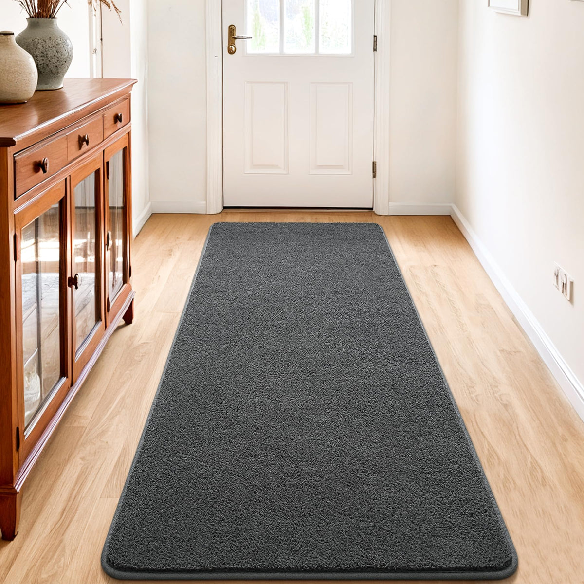 Chicrug Black 2x6 Minimalist Washable Runner Rugs for Hallway Entryway