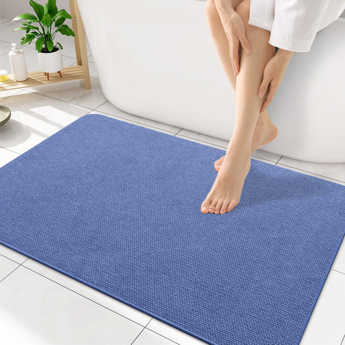 Smiry Ultra Thin Bath Mat 30X20, Non Slip Rubber Washable Bathroom Rugs