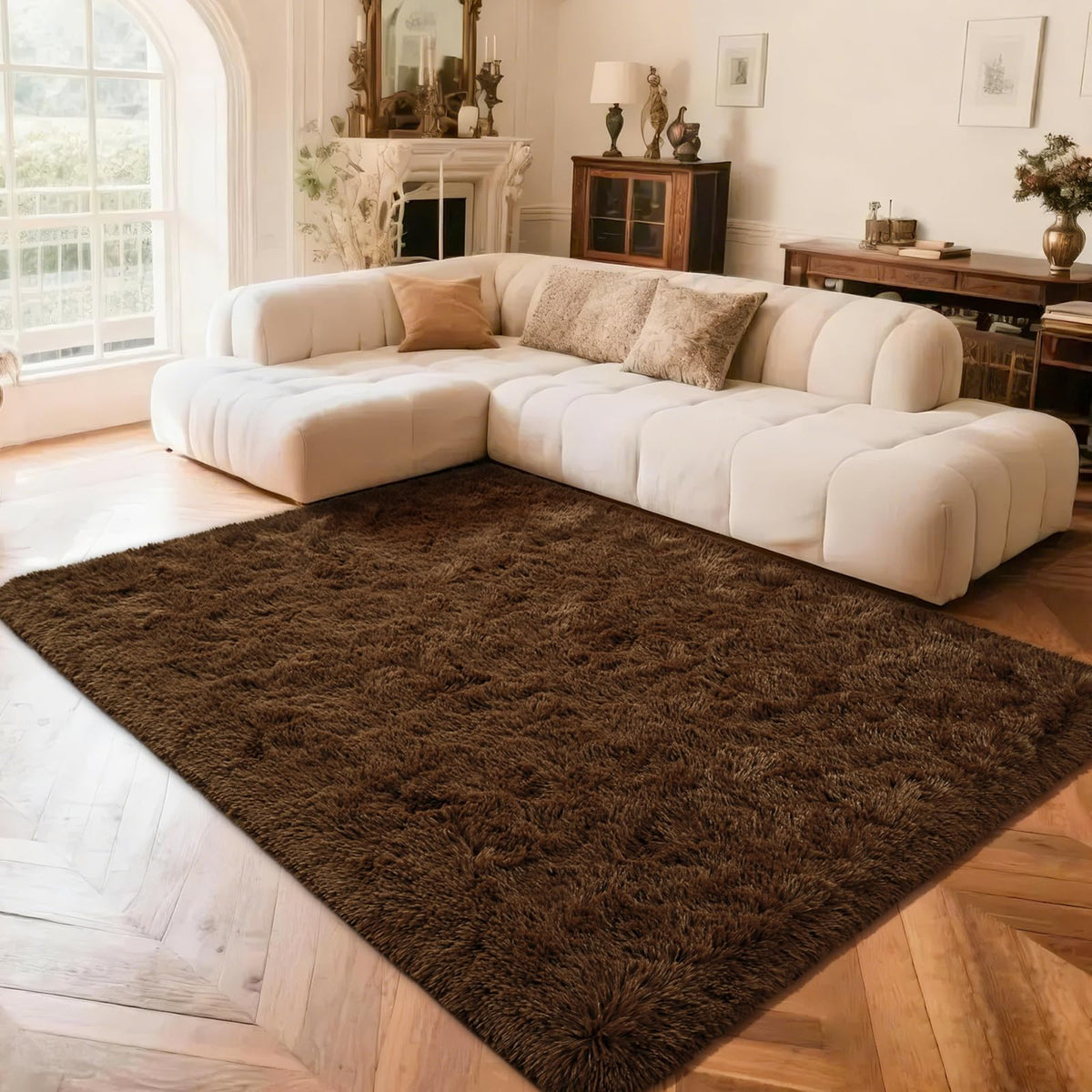 Przemy Fluffy Runner Rug for Bedroom Living Room, 2x6 Feet Dark Purple Shag Area Rugs, Soft Fuzzy Carpet for Bedside Nursery Kids Room College Dorm, Plush Throw Rug for Home Decor