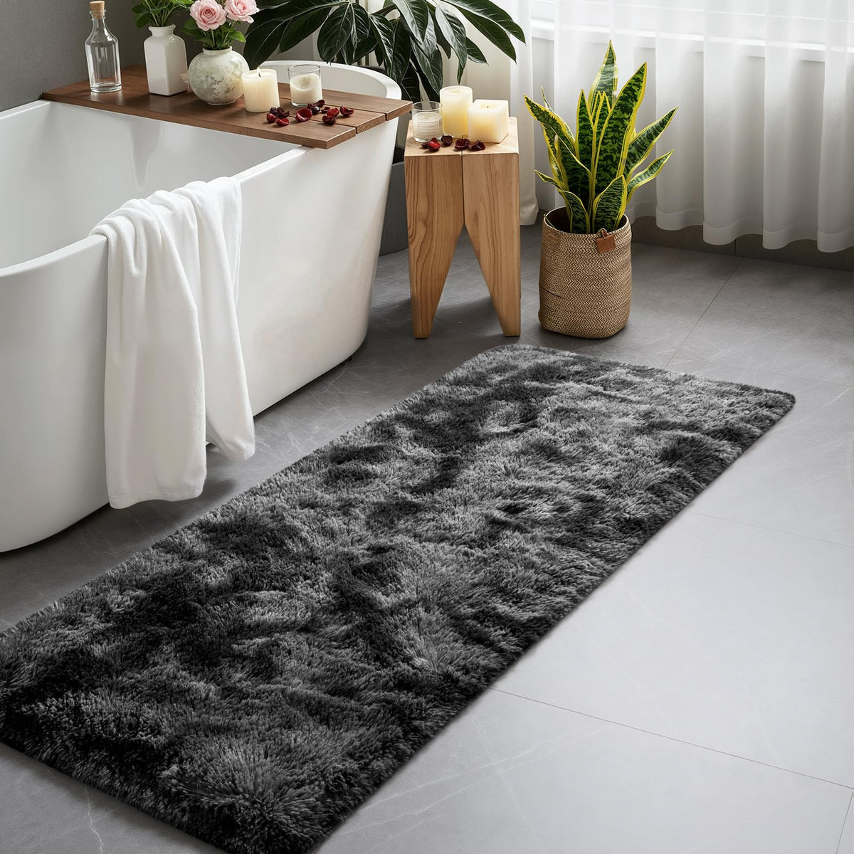 Deerhoo Runner Rugs 2x6 for Hallways Bedroom, Light Grey
