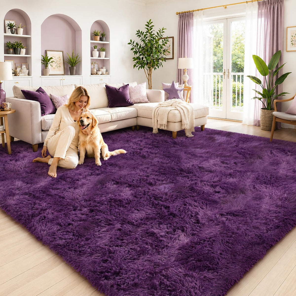Small Shag Area Rug for Bedroom, 2x3 Cream Soft Plush Carpet
