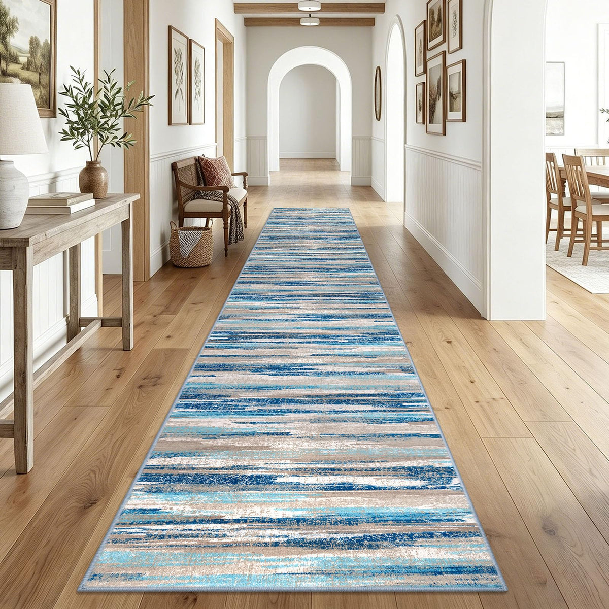 Lansny Abstract Washable 2x6 Runner Rug Non Slip Runners for Hallway