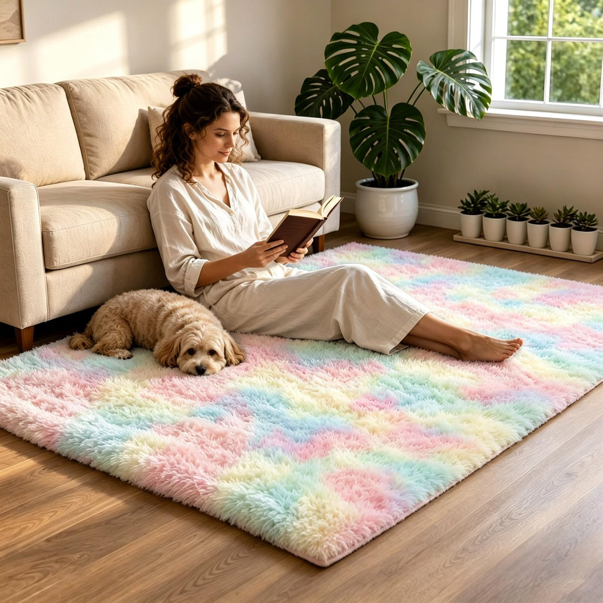 2x6 Dark Grey Fluffy Runner Rug for Hallway and Bedroom, Washable Soft Shaggy Carpet, Non-Slip Thick Shag Rug for Bedside and Living Room, Kids' and Girls' Nursery, Aesthetic Home Decor