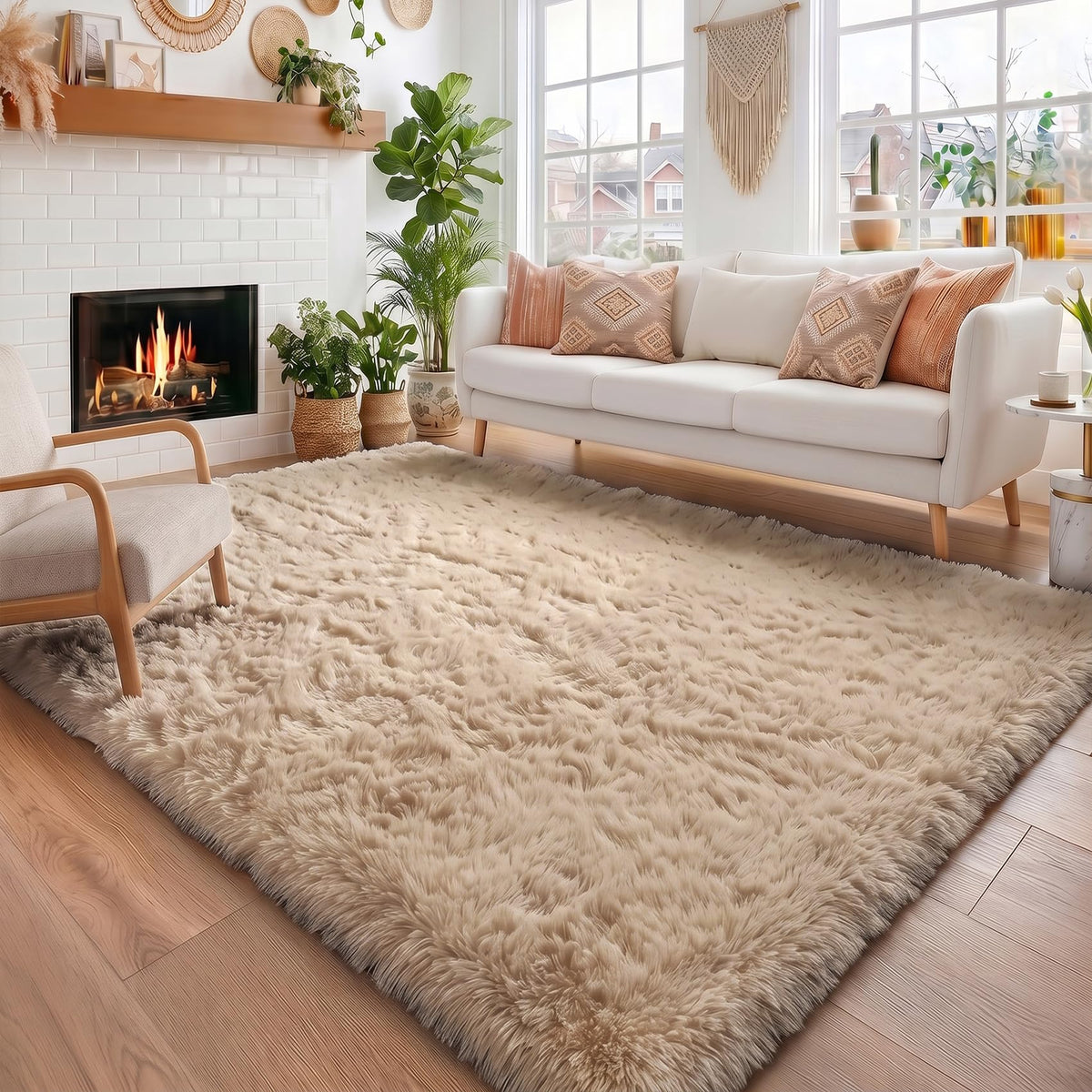 Amdrebio Burnt Orange Fall Shag Runner Area Rug 2x6 for Bedroom Living Room