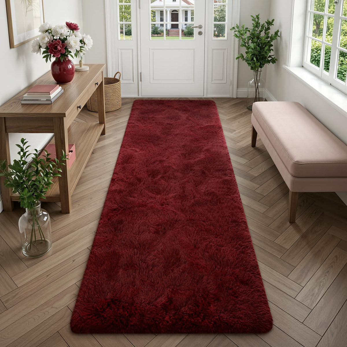 Deerhoo Runner Rugs 2x6 for Hallways Bedroom, Light Grey